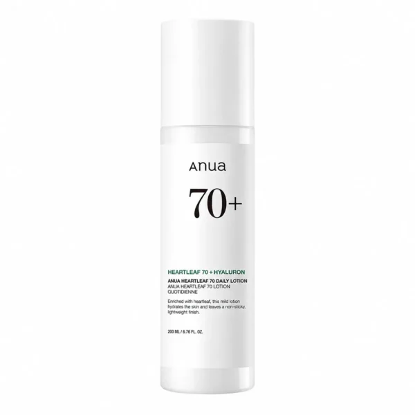 Weißer 200 ml Pumpspender Anua Heartleaf 70 Daily Lotion, minimalistisches Design