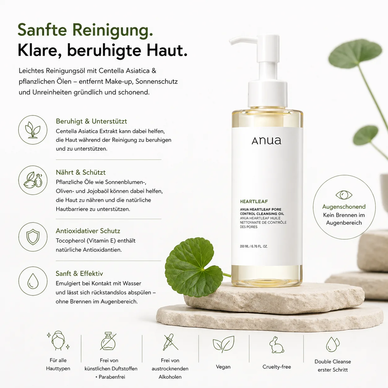 Anua Heartleaf Cleansing Oil Textur – emulgiert mit Wasser zu milchiger Konsistenz