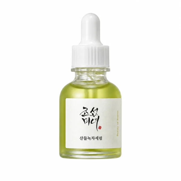 Grünliches Serum in Glasflasche mit weißer Pipettenkappe und Beauty of Joseon Etikett, 30 ml