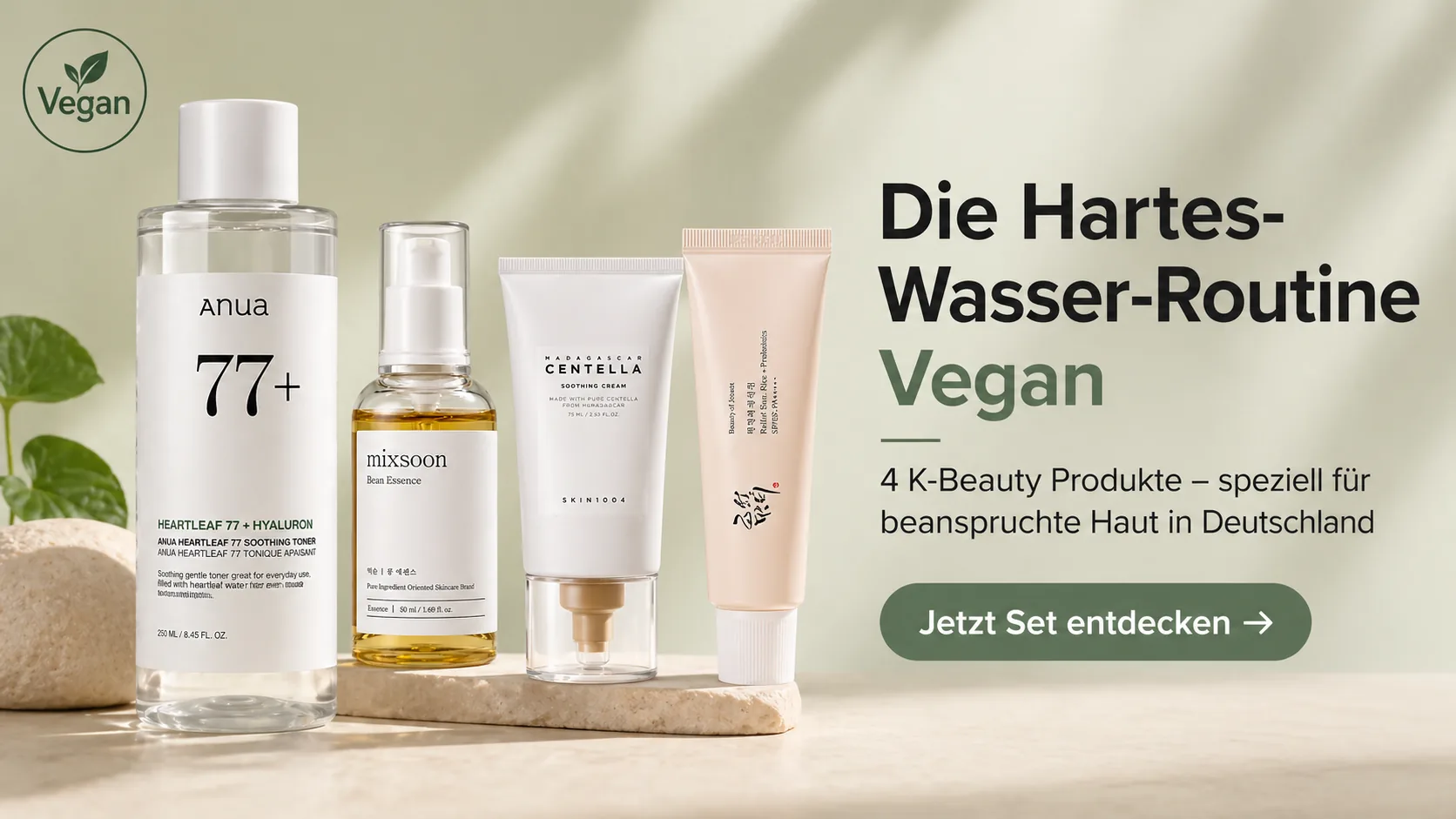 Hartes Wasser Pflege Set – K-Beauty Produkte für trockene Haut vegan