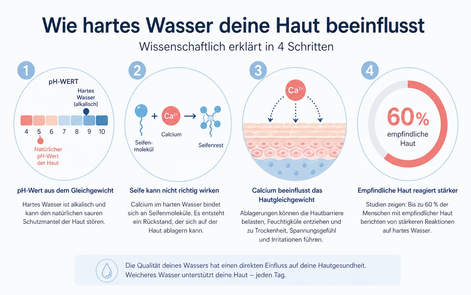 Hartes Wasser und Haut – wissenschaftliche Zusammenhänge erklärt