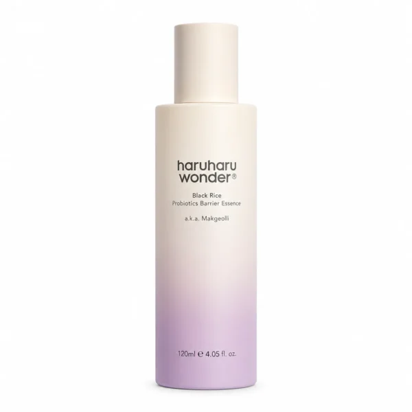 Beige- bis hellviolette Haruharu Wonder Black Rice Probiotics Barrier Essence Flasche, 120 ml, parfümfrei