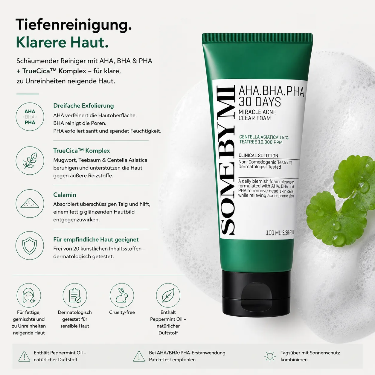 Some By Mi AHA BHA PHA Miracle Acne Clear Foam 100ml – K-Beauty Reiniger für zu Unreinheiten neigende Haut